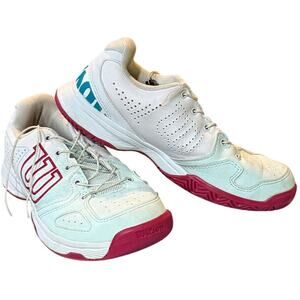 Wilson Koas QL Jr Shoes Size 3.5 Court Tennis Kids Sea/White Sangria Colorway